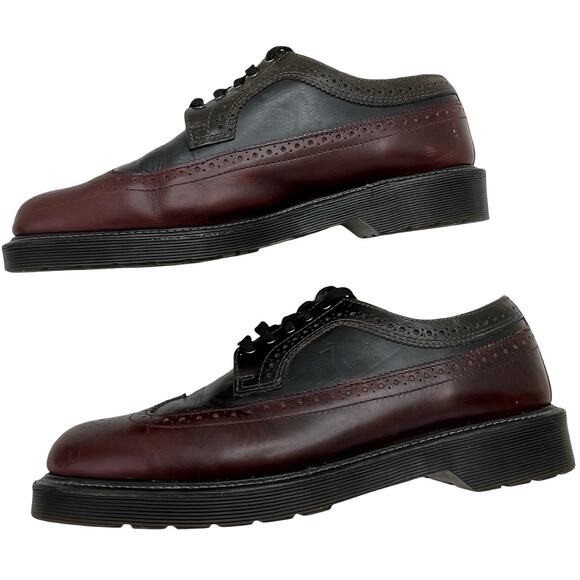 Dr. Martens Alfred Brogue Oxfords Black/Burgundy Leather AirWair Sole UK 9 US 10 - Picture 15 of 16